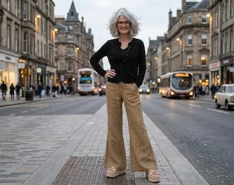 Handmade Linen Palazzo Pants: Raw Hem "Kerouac" Trousers