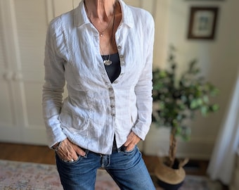 Handcrafted Linen Blazer: "Monet" Jacket - Earth Tone Colors