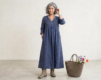 New - Linen Dress:  "Sami" Dress / 5 Earth Tone Colors / Breathe Clothing