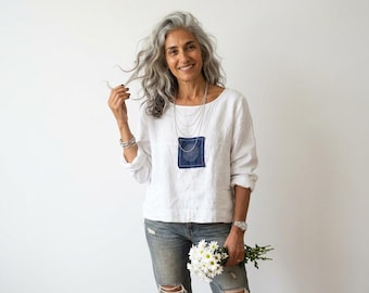 Japanese Boro Sashiko Linen Shirt: Handmade Wearable Art