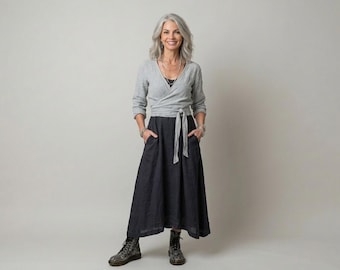 New -  Linen "Wren" Wrap Jacket / Handmade - Breathe Clothing