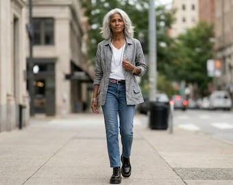 Handcrafted Linen Blazer: "Monet" Jacket - Earth Tone Colors