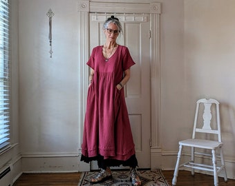 Womens Cotton "Bridget" Dress / Charcoal or Tomato / by Breathe Clothing