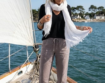 100% Linen Wrap /Oversized Shawl Handloomed / Earth Tone Colors / Made by Hand - Breathe Clothing
