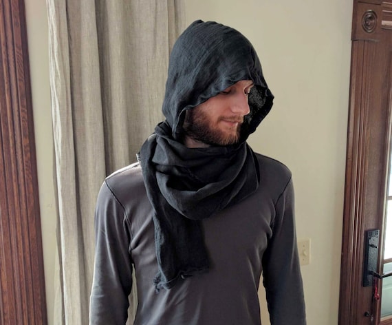 Handmade Hooded Linen Scarf / 