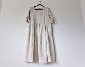 New - Linen Dresses / "Garden" Dress / Long Tiered Dress / 3 Earth Tone Colors / by Breathe Clothing