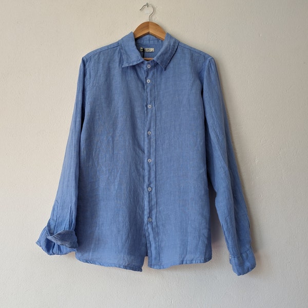 NEW - Men's Linen Shirt / Robin's Egg Blue 'Rafi' Unisex Shirt / Limited Stock / by Breathe Clothing