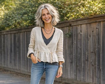 Linen Jacket / 'Rajasthan' Wrap Jacket - USA Handmade for Each Customer - Breathe Clothing