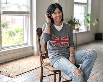 Union Jack - British Flag  Sweater or Sweatshirt/ Made by Hand - Breathe Clothing