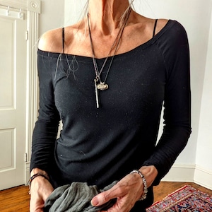 Wide Neck Layering TShirt / Off Shoulder Tee Shirt / - Breathe Clothing