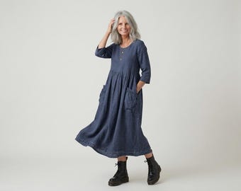 Handmade Linen 'Ballet' Dress - Made by Hand - Breathe Clothing USA