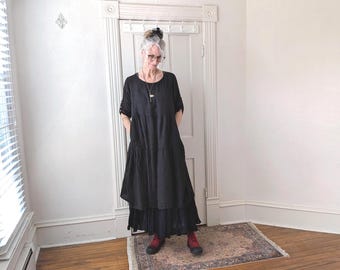 New - Linen Dresses / "Garden" Dress / Long Tiered Dress / 3 Earth Tone Colors / by Breathe Clothing