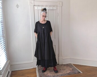 New - Linen Dresses / "Garden" Dress / Long Tiered Dress / 3 Earth Tone Colors / by Breathe Clothing