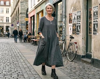Handmade Linen 'Ballet' Dress - Made by Hand - Breathe Clothing USA