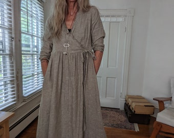 Womens Linen Dress / "Tuscan" Wrap Dress  / Handcrafted - Breathe Clothing USA