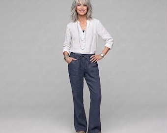 Handmade Linen Pants / Natural 'Hepburn' Palazzo Pants / Made by Hand - Breathe Clothing