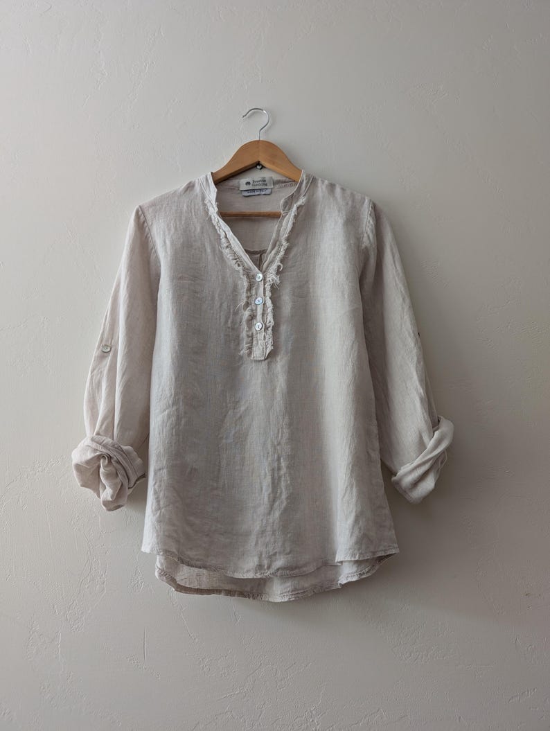 Earthtone Pleated Linen Top (SALE - All Sizes) main image 1
