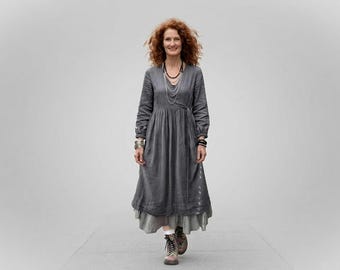Handcrafted Linen Wrap Dress - Custom "Tuscan" Dress - Breathe Clothing USA