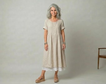 Linen Midi Dresses:  "Nash" Dress / Breathe Clothing