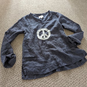 Eco Handcrafted Linen "Peace" Shirt / Handmade - Breathe Clothing USA
