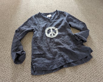 Eco Handcrafted Linen "Peace" Shirt / Handmade - Breathe Clothing USA