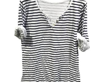 Women's Cotton Long Sleeve Henley Top: Earth Tones, Soft Knit