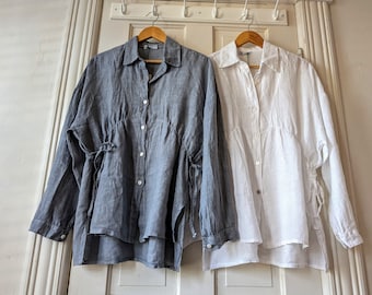 NEW - Linen Tunic / "Tupelo" Side Ties Shirt / by Breathe Clothing USA