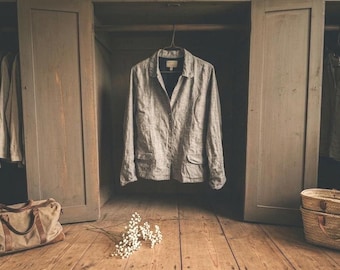 Handcrafted Linen Blazer: "Monet" Jacket - Earth Tone Colors