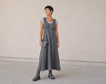 New - Apron 'Hester' Dress /  Handmade 100% Linen / Breathe Clothing