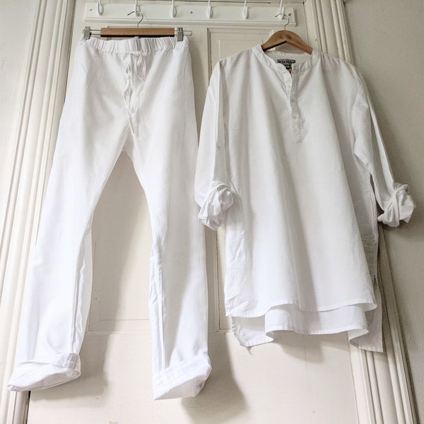 50% Off SALE   - Cotton Pajamas / 2 Piece / Exceptional Quality Linen/Cotton - Tailor Made / by Breathe Clothing USA