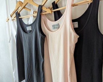 Clearance SALE -  Breathe Tank Top / Layering Tank / Black or White Cotton Blend / Breathe Clothing USA