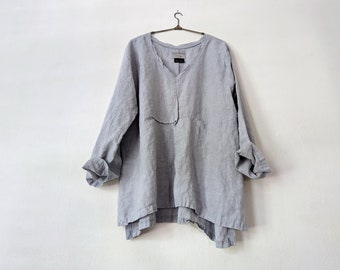Linen Shirt / Pleated 'Swiss Cross' Shirt / Handmade Made by Hand - Breathe Clothing USA