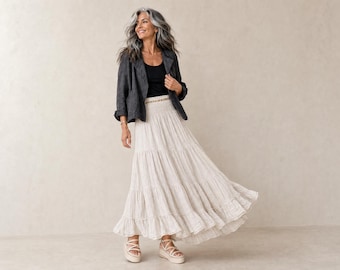 New - 100% Linen Skirt / 'Aimee' Tiered Petticoat / 5 Earth Tone Colors / Breathe Clothing