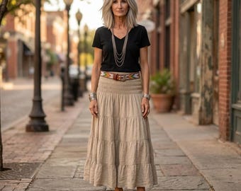 New - 100% Linen Skirt / 'Aimee' Tiered Petticoat / 5 Earth Tone Colors / Breathe Clothing