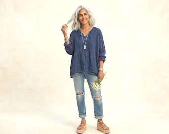 Linen Shirt / Bespoke Pleated 'Swiss Cross' Shirt / Handmade - Breathe Clothing