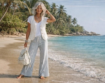 Handcrafted Pants / Linen "Nissi Beach" Pants /  Made by Hand - Breathe Clothing