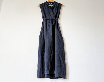 NEW - Navy Sleeveless Wrap Dress / SALE  / Breathe Clothing USA