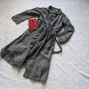 Mens Linen Robe / Natural &quot;Raj&quot; 100% Long Robe / SALE -  Free Shipping / Made by Hand - Breathe Clothing USA