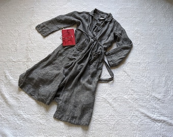 Mens Linen Robe / Natural "Raj" 100% Long Robe / SALE -  Free Shipping / Made by Hand - Breathe Clothing USA