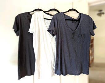 Short Sleeve TShirt / 'Eve' Bow Natural Cotton Tee /  Made by Hand - Breathe Clothing