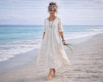 Handmade Linen 'Ballet' Dress - Made by Hand - Breathe Clothing USA