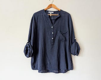 New - Pull-over LIghtweight Blouse / "Cobalt' Whisper Gauze Top / Sale / by Breathe Clothing