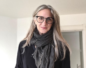 Handloomed Linen Scarf: Earth Tone Colors, Raw Edges