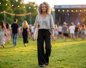 Handmade Linen Pants / Natural 'Hepburn' Palazzo Pants / Made by Hand - Breathe Clothing
