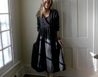 Linen "Tuscan" Wrap Dress / Sale - 4 Earth Tone Linen Colors / Sale - Handcrafted - Breathe Clothing