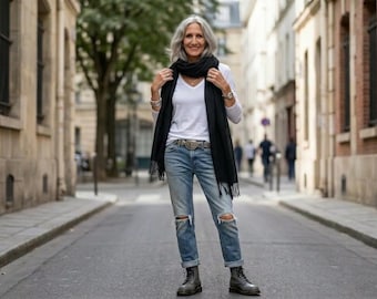 100% Linen Wrap /Oversized Shawl Handloomed / Earth Tone Colors / Made by Hand - Breathe Clothing