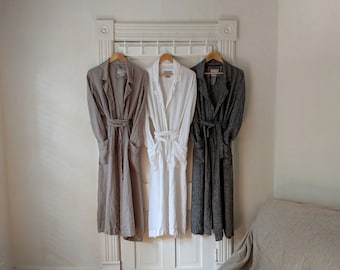 Mens Robe / Natural "Raj" 100% Linen Robe / SALE -  In Stock & Ready to Ship / Made by Hand - Breathe Clothing USA