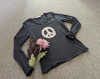 Sustainable 'PEACE' TShirt /Handcrafted Linen/Cotton Tee Top / Breathe Clothing USA