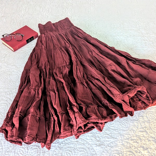 Cotton Gypsy Skirt / 'Tralee' Tiered Petticoat / 4 Earth Tone Colors / Breathe Clothing USA