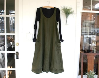 NEW - Custom Handmade Linen Apron 'ZOE' Linen Dress /  Made by Hand - Breathe Clothing USA